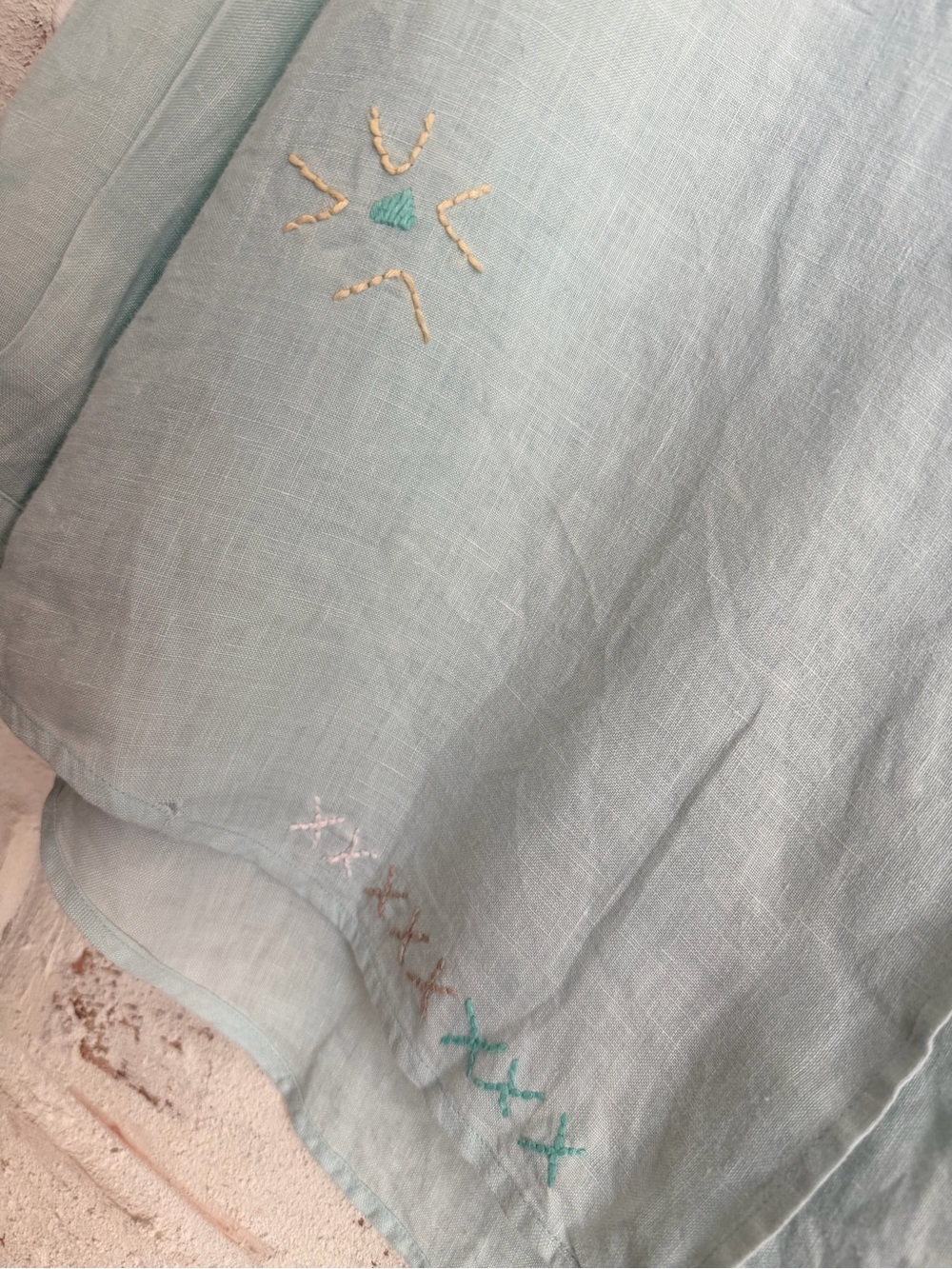 Coldwater Creek 100% Linen Embroidered Button Down Shirt Mint Green L - Picture 5 of 14